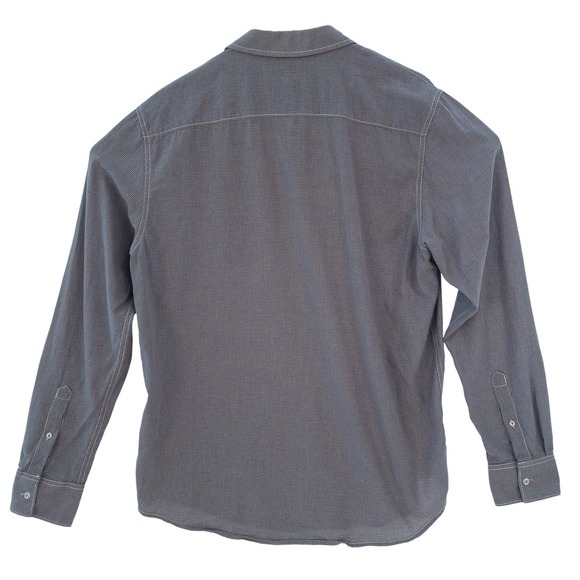 American Rag Button Up Shirt Mens Large Gray Micro Grid Long Sleeve Cotton - Picture 4 of 11